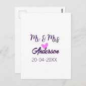 ミスター＆ミセス 姓 日付 年 結婚記念品 ポストカード (正面/裏面)