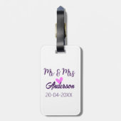 ミスター＆ミセス 姓 日付 年 結婚記念品 ラゲッジタグ (裏面縦)