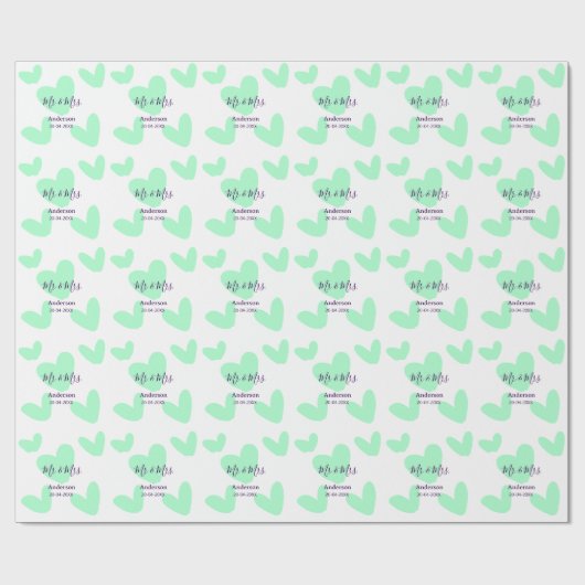 ミスター＆ミセス 姓 日付 年 結婚記念品 ラッピングペーパー (フラット)