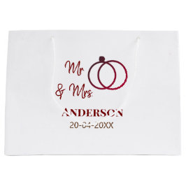 ミスター&ミセス 姓 日付 年 結婚記念品 ラージペーパーバッグ