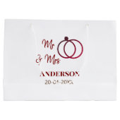 ミスター＆ミセス 姓 日付 年 結婚記念品 ラージペーパーバッグ (裏面)