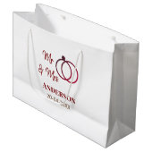 ミスター＆ミセス 姓 日付 年 結婚記念品 ラージペーパーバッグ (正面アングル)