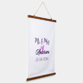 ミスター＆ミセス 姓 日付 年 結婚記念品 吊り下げ型タペストリー (傾斜あり)