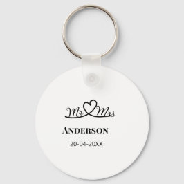 ミスター＆ミセス 姓 日付 年 結婚 記念品 キーホルダー