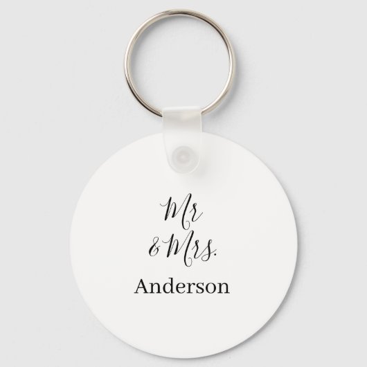 ミスター＆ミセス 姓 日付 年 結婚 記念品 キーホルダー (正面)