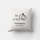 ミスター＆ミセス 姓 日付 年 結婚 記念品 クッション (裏面)