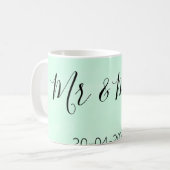 ミスター＆ミセス 姓 日付 年 結婚 記念品 コーヒーマグカップ (正面左)