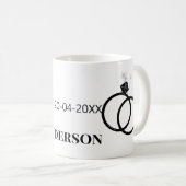 ミスター＆ミセス 姓 日付 年 結婚 記念品 コーヒーマグカップ (正面右)