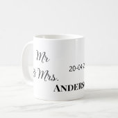 ミスター＆ミセス 姓 日付 年 結婚 記念品 コーヒーマグカップ (正面左)