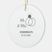 ミスター＆ミセス 姓 日付 年 結婚 記念品 セラミックオーナメント (左)