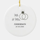ミスター＆ミセス 姓 日付 年 結婚 記念品 セラミックオーナメント (裏面)