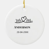ミスター＆ミセス 姓 日付 年 結婚 記念品 セラミックオーナメント (裏面)