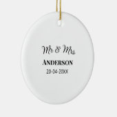 ミスター＆ミセス 姓 日付 年 結婚 記念品 セラミックオーナメント (右)