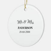 ミスター＆ミセス 姓 日付 年 結婚 記念品 セラミックオーナメント (左)