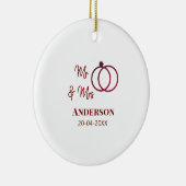 ミスター＆ミセス 姓 日付 年 結婚 記念品 セラミックオーナメント (右)