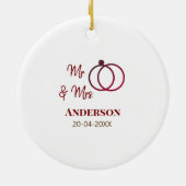ミスター＆ミセス 姓 日付 年 結婚 記念品 セラミックオーナメント (裏面)