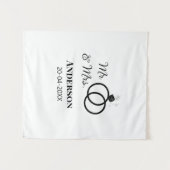 ミスター＆ミセス 姓 日付 年 結婚 記念品 タペストリー (正面(横))