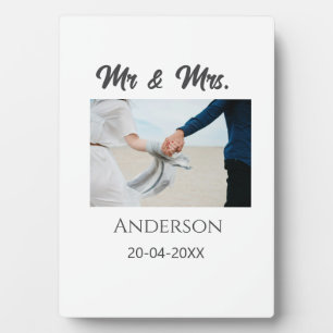 ミスター&ミセス 姓 日付 年 結婚 記念品 フォトプラーク
