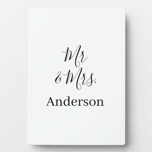 ミスター＆ミセス 姓 日付 年 結婚 記念品 フォトプラーク (正面)