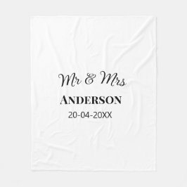 ミスター&ミセス 姓 日付 年 結婚 記念品 フリースブランケット