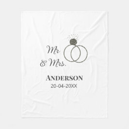 ミスター＆ミセス 姓 日付 年 結婚 記念品 フリースブランケット