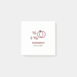 ミスター&ミセス 姓 日付 年 結婚 記念品 ポストイット