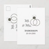 ミスター＆ミセス 姓 日付 年 結婚 記念品 ポストカード (正面/裏面)