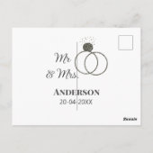 ミスター＆ミセス 姓 日付 年 結婚 記念品 ポストカード (裏面)
