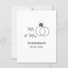 ミスター＆ミセス 姓 日付 年 結婚 記念品 ポストカード