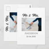 ミスター＆ミセス 姓 日付 年 結婚 記念品 ポストカード (正面/裏面)