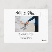 ミスター＆ミセス 姓 日付 年 結婚 記念品 ポストカード (裏面)