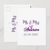 ミスター＆ミセス 姓 日付 年 結婚 記念品 ポストカード (正面/裏面)