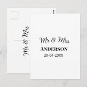 ミスター＆ミセス 姓 日付 年 結婚 記念品 ポストカード (正面/裏面)