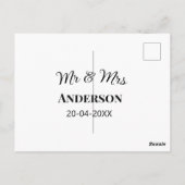 ミスター＆ミセス 姓 日付 年 結婚 記念品 ポストカード (裏面)