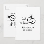 ミスター＆ミセス 姓 日付 年 結婚 記念品 ポストカード (正面/裏面)