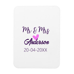 ミスター&ミセス 姓 日付 年 結婚 記念品 マグネット