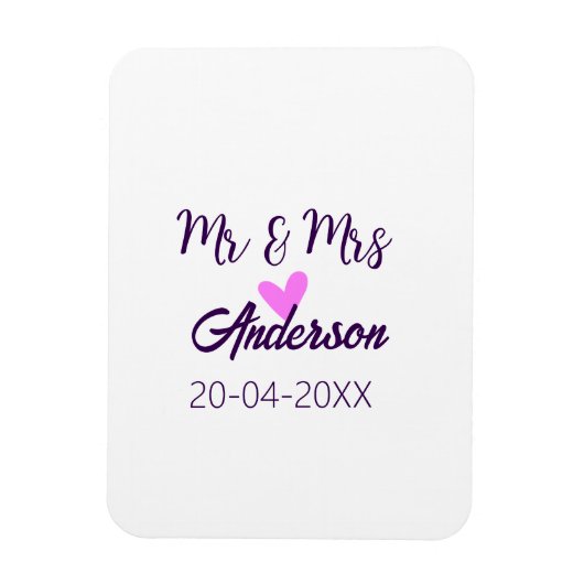 ミスター＆ミセス 姓 日付 年 結婚 記念品 マグネット (縦)
