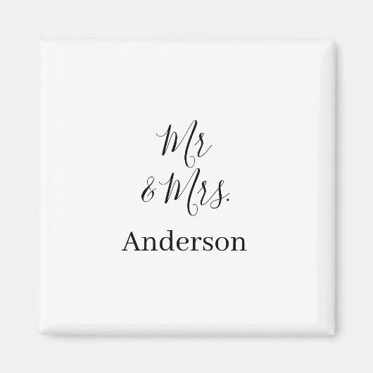 ミスター＆ミセス 姓 日付 年 結婚 記念品 マグネット (正面)