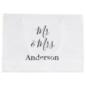 ミスター＆ミセス 姓 日付 年 結婚 記念品 ラージペーパーバッグ (裏面)