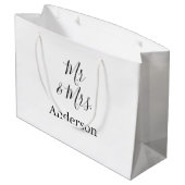 ミスター＆ミセス 姓 日付 年 結婚 記念品 ラージペーパーバッグ (裏面アングル)