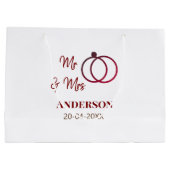 ミスター＆ミセス 姓 日付 年 結婚 記念品 ラージペーパーバッグ (裏面)