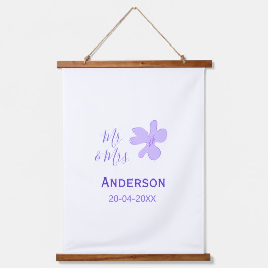 ミスター＆ミセス 姓 日付 年 結婚 記念品 吊り下げ型タペストリー (正面)