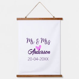 ミスター＆ミセス 姓 日付 年 結婚 記念品 吊り下げ型タペストリー