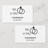 ミスター＆ミセス 姓 日付 年 結婚 記念品 名刺 (正面/裏面)