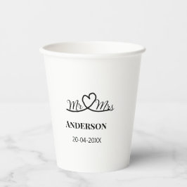 ミスター＆ミセス 姓 日付 年 結婚 記念品 紙コップ