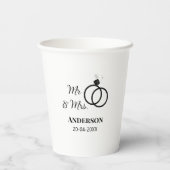 ミスター＆ミセス 姓 日付 年 結婚 記念品 紙コップ (裏面)