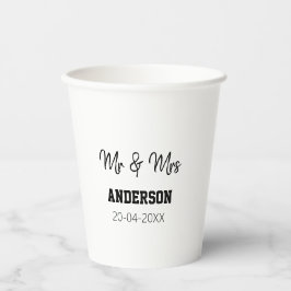 ミスター＆ミセス 姓 日付 年 結婚 記念品 紙コップ
