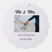 ミスター＆ミセス 姓 日付 年 結婚 記念品 g オーナメントカード (裏面)