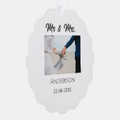 ミスター＆ミセス 姓 日付 年 結婚 記念品 g オーナメントカード (右)