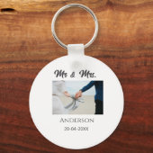 ミスター＆ミセス 家族名 日付 年 結婚記念品 キーホルダー (正面)